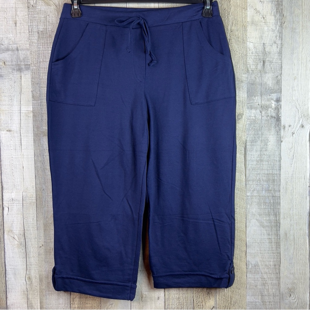 Fame 4 Fifteen M (8/10) Navy Blue Tie Front Athletic Capri Pull On Pants…